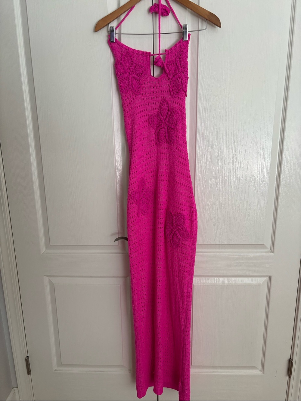 SHEIN Hot Pink Crochet Maxi Dress